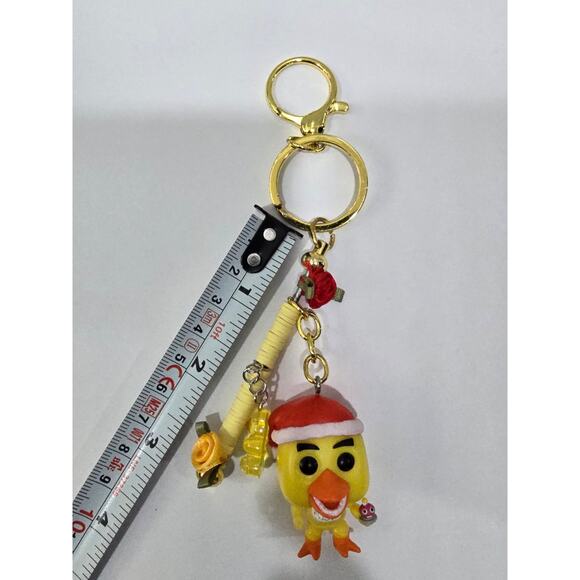 Handmade Yellow Chick Keychain Bag Charm Reworked Vinyl Figure One of a Kind - Picture 4 of 11